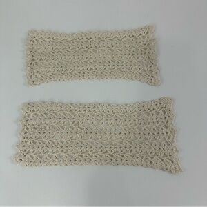 Set of 2 Crocheted Rectangle Doilies Cream Color Open Weave Scalloped Edges